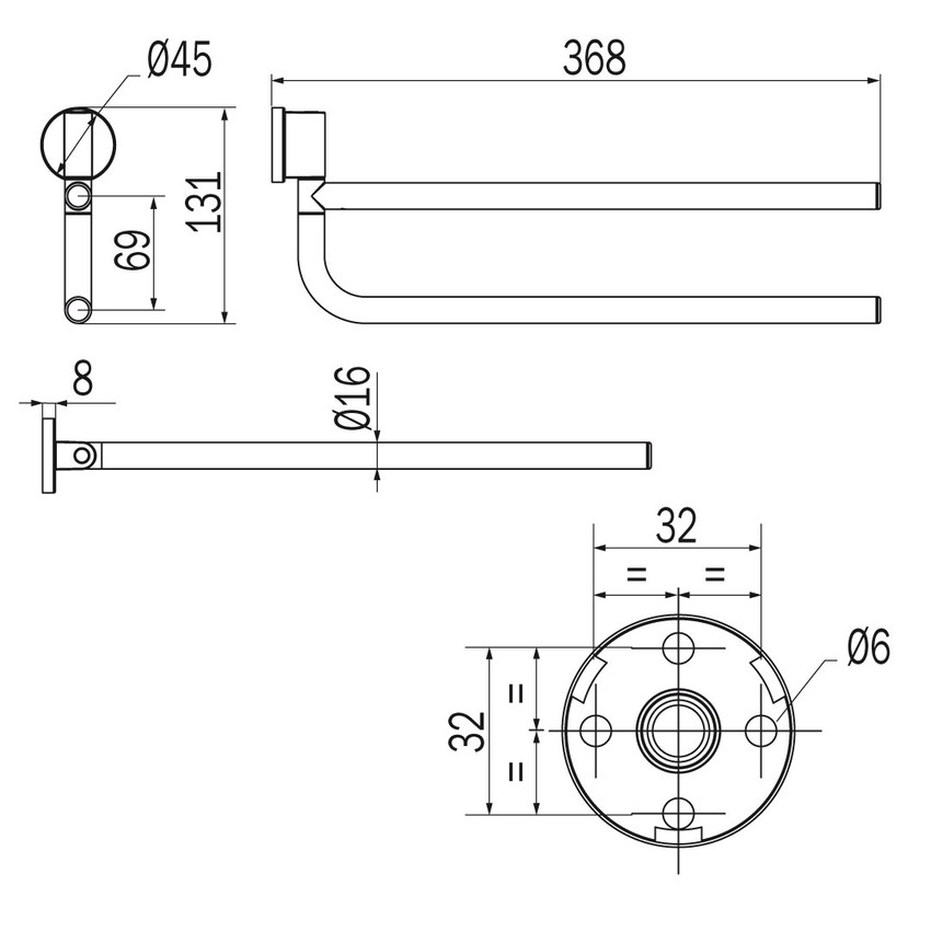 Immagine di Inda ONE portasalviette doppio a snodo, finitura cromo A2415BCR