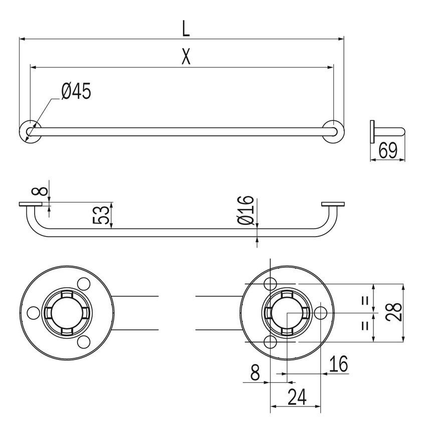 Immagine di Inda ONE portasalviette L.30 cm, finitura cromo A2490ACR