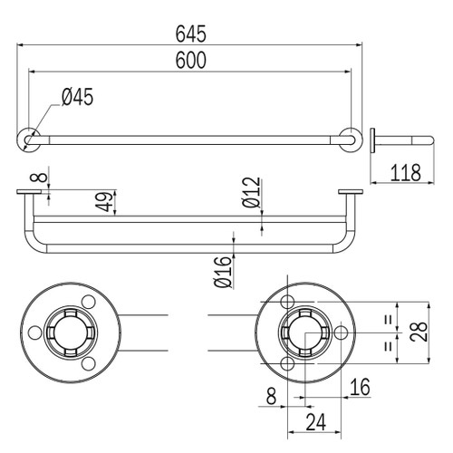 Immagine di Inda ONE portasalviette doppio L.60 cm, finitura cromo A2491CCR