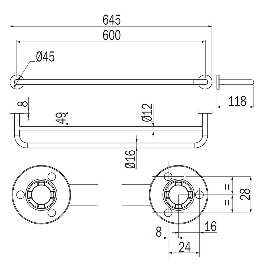 Immagine di Inda ONE portasalviette doppio L.60 cm, finitura cromo A2491CCR