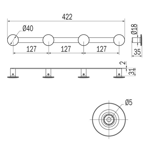Immagine di Inda ONE appendiabiti quadruplo, finitura cromo AV120DCR