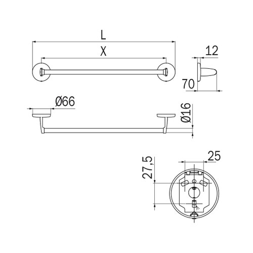 Immagine di Inda HOTELLERIE portasalviette L.37 cm, tagliabile a misura, finitura cromo A0418ACR
