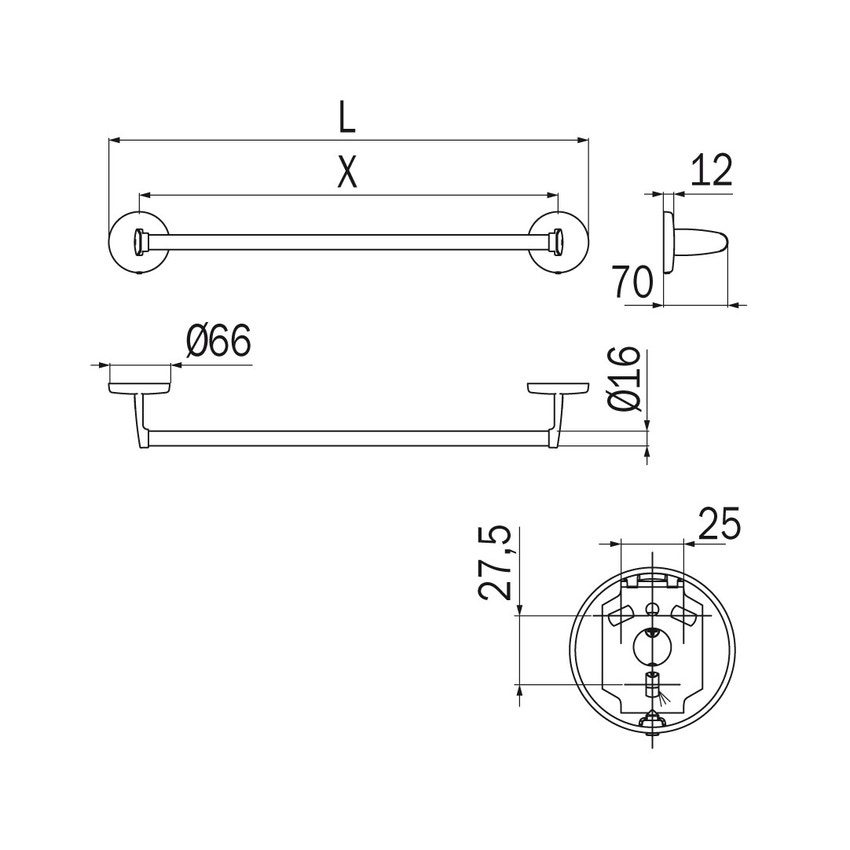 Immagine di Inda HOTELLERIE portasalviette L.37 cm, tagliabile a misura, finitura cromo A0418ACR