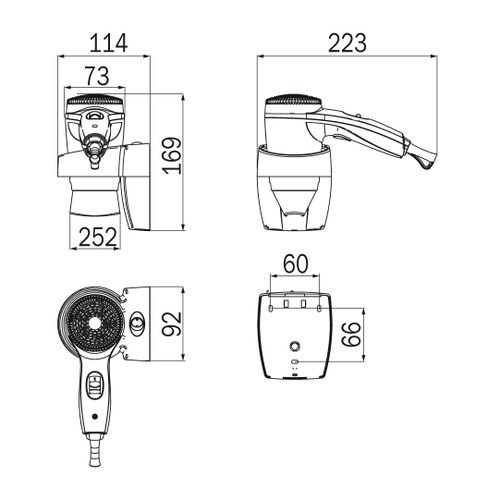 Immagine di Inda HOTELLERIE asciugacapelli con termostato di sicurezza, colore bianco finitura lucido A0452AWW
