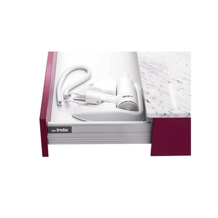 Immagine di Inda HOTELLERIE asciugacapelli da cassetto con termostato di sicurezza, colore bianco finitura lucido A0452DWW