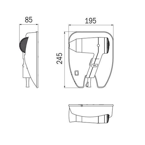Immagine di Inda HOTELLERIE asciugacapelli da cassetto con termostato di sicurezza, colore bianco finitura lucido A0452DWW