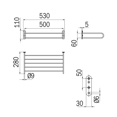 Immagine di Inda HOTELLERIE portateli con portasalviette L.53 cm, finitura cromo A0470FCR