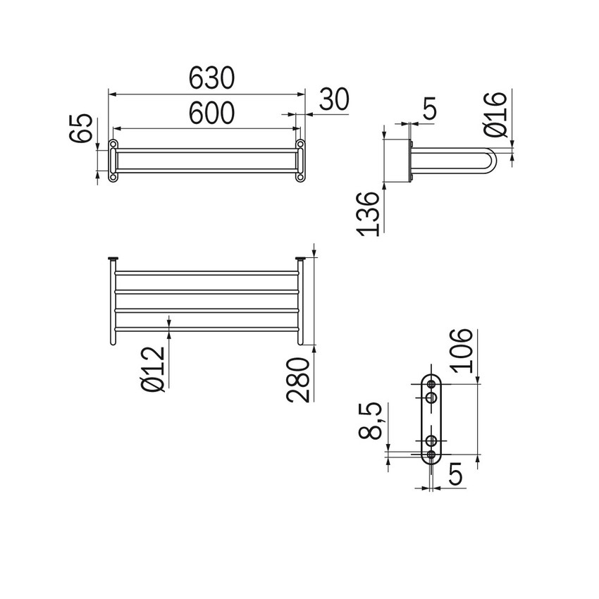 Immagine di Inda HOTELLERIE portateli con portasalviette L.63 cm, finitura cromo A04690CR