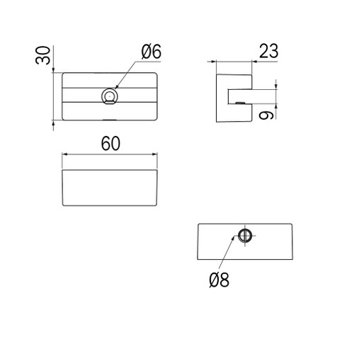 Immagine di Inda HOTELLERIE coppia di supporti in ottone cromato, spessore vetro max 6 mm, finitura cromo A1809NCR