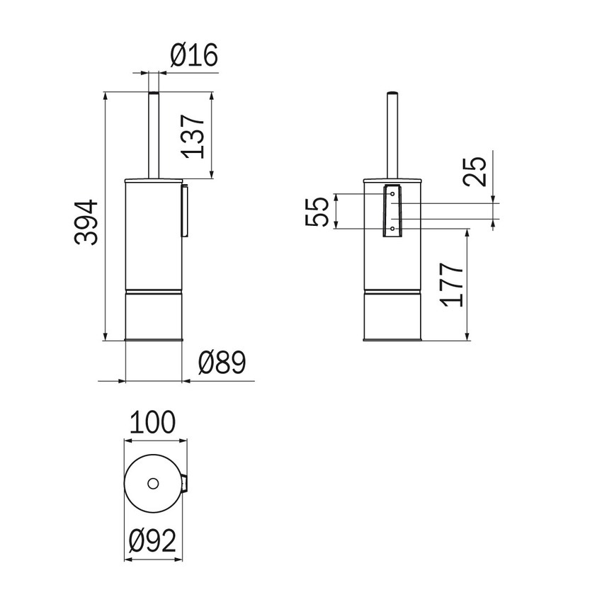 Immagine di Inda HOTELLERIE portascopino da parete/terra con scovolo di ricambio bianco incluso, finitura cromo A3814ACR