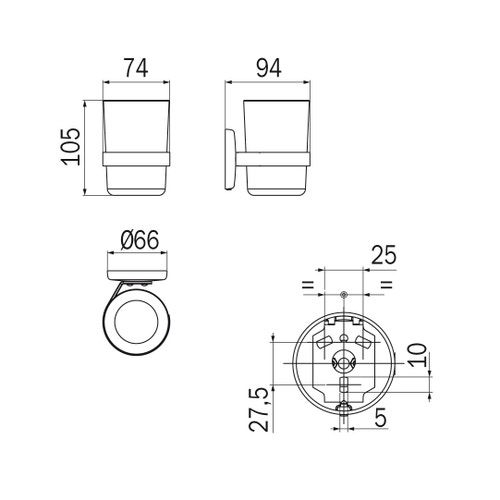 Immagine di Inda HOTELLERIE portabicchiere a parete, con bicchiere in vetro extrachiaro trasparente, finitura cromo A04100CR03