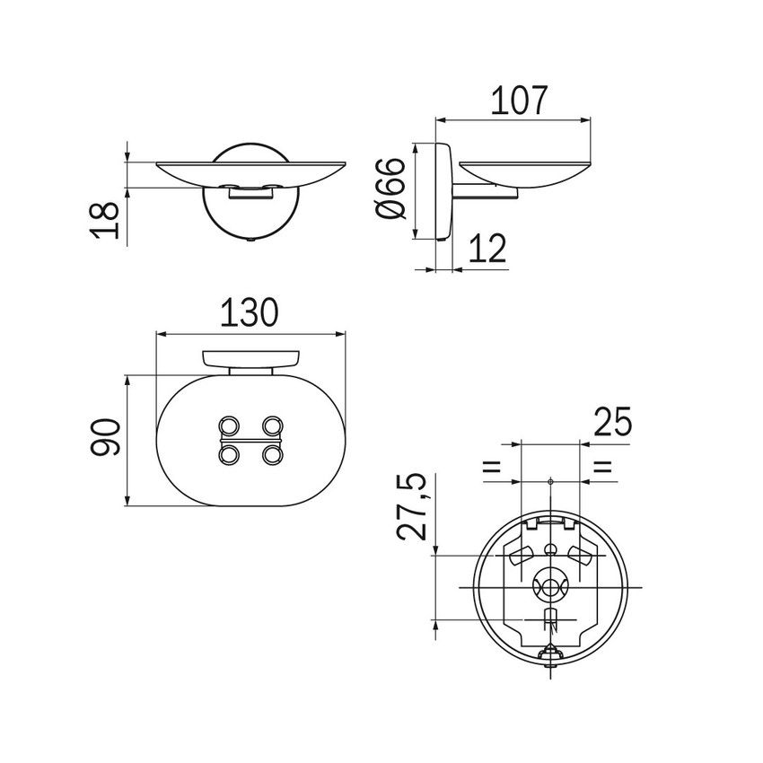 Immagine di Inda HOTELLERIE portasapone a parete, con bacinella in ottone, finitura cromo A04110CR