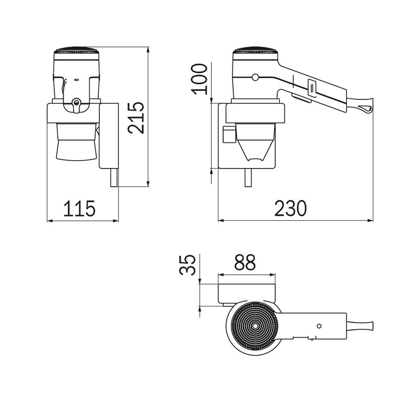 Immagine di Inda HOTELLERIE asciugacapelli con termostato di sicurezza, colore bianco finitura lucido A04520WW