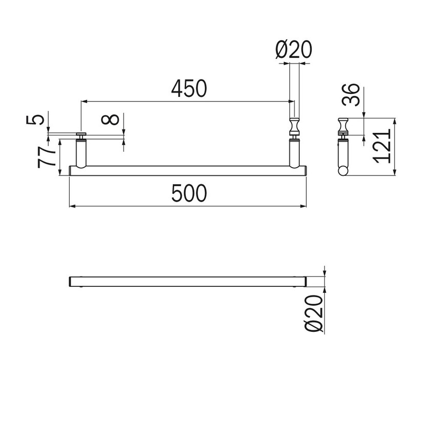 Immagine di Inda HOTELLERIE porta salviette L.50 cm, per anta in vetro, finitura cromo A4618KCR
