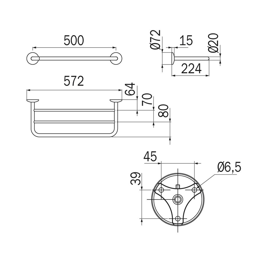 Immagine di Inda HOTELLERIE portateli L.57 cm, finitura cromo A04680CR
