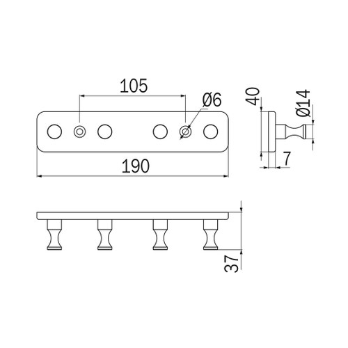 Immagine di Inda HOTELLERIE appendiabiti quadruplo, finitura cromo A38240CR