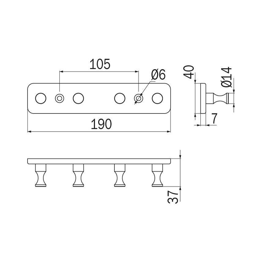 Immagine di Inda HOTELLERIE appendiabiti quadruplo, finitura cromo A38240CR