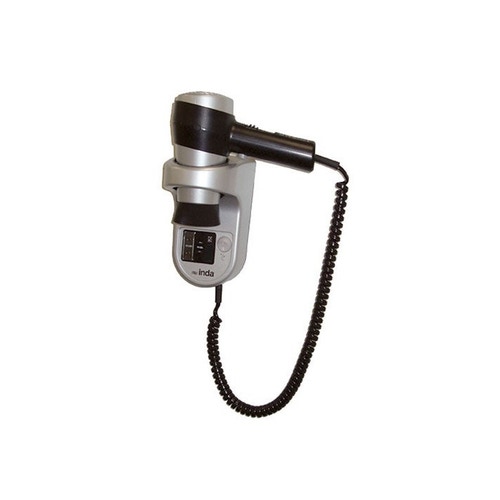Immagine di Inda HOTELLERIE asciugacapelli con termostato di sicurezza, finitura silver e nero AV054BSN