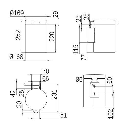Immagine di Inda HOTELLERIE gettacarta a parete con coperchio, finitura inox AV602SAL