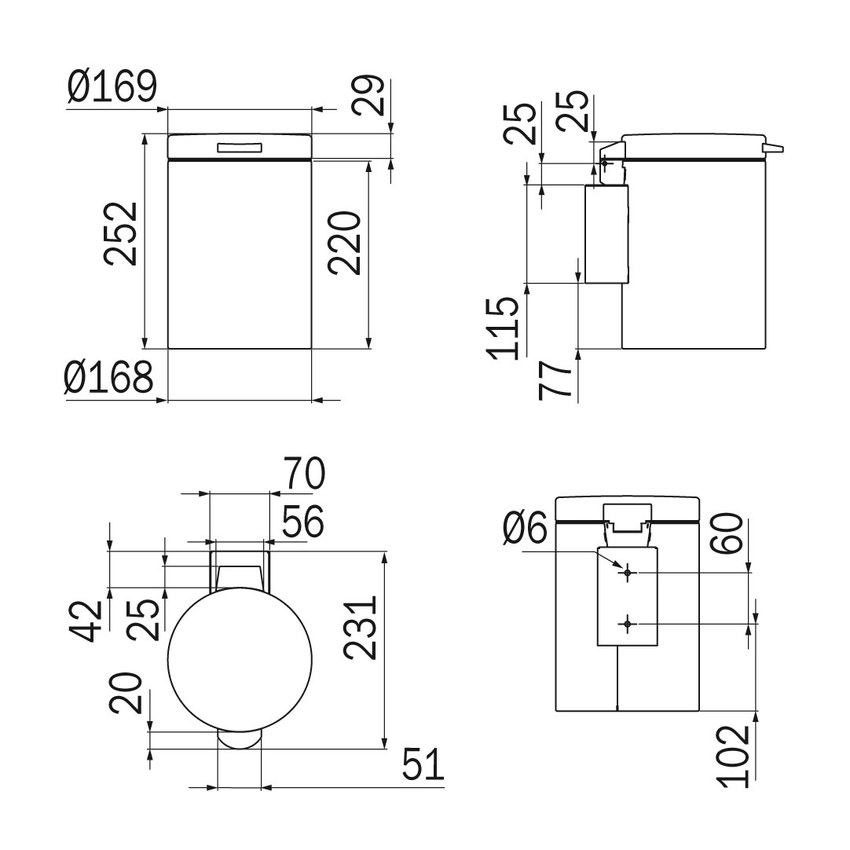 Immagine di Inda HOTELLERIE gettacarta a parete con coperchio, finitura inox AV602SAL