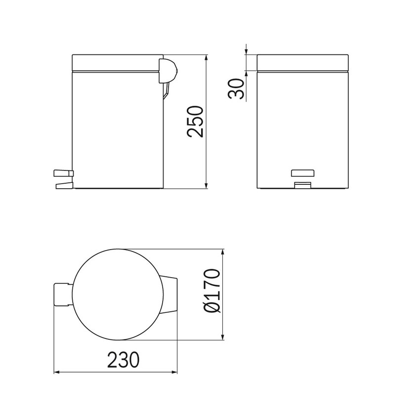 Immagine di Inda HOTELLERIE gettacarta con coperchio e padale e base antiscivolo in acciaio inox AISI 304, finitura inox AV4023AL