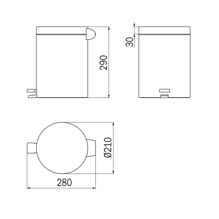 Immagine di Inda HOTELLERIE gettacarta con coperchio e padale e base antiscivolo in acciaio inox AISI 304, finitura inox AV4025AL