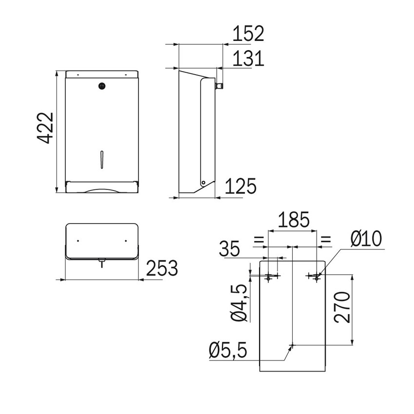 Immagine di Inda HOTELLERIE distributore a parete per carta a pacchetto, finitura inox AV4290AL