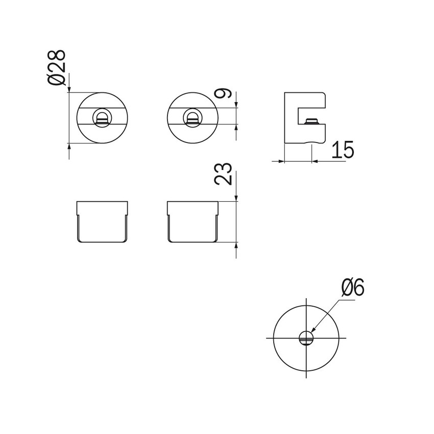 Immagine di Inda HOTELLERIE coppia di supporti in ottone, spessore vetro max 6 mm, finitura cromo RV408A