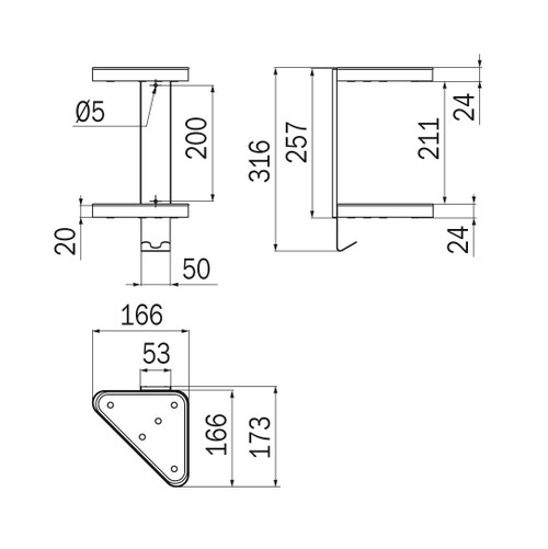 Immagine di Inda Angolare con 2 ripiani in PMMA, finitura inox A04320AL02