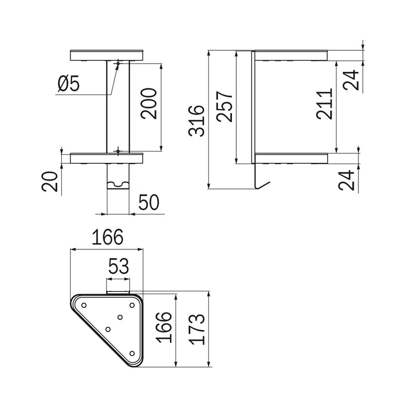 Immagine di Inda Angolare con 2 ripiani in PMMA, finitura inox A04320AL02