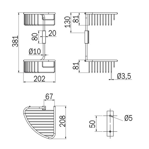 Immagine di Inda Cestino angolare doppio H.39 cm, finitura cromo AV0320CR