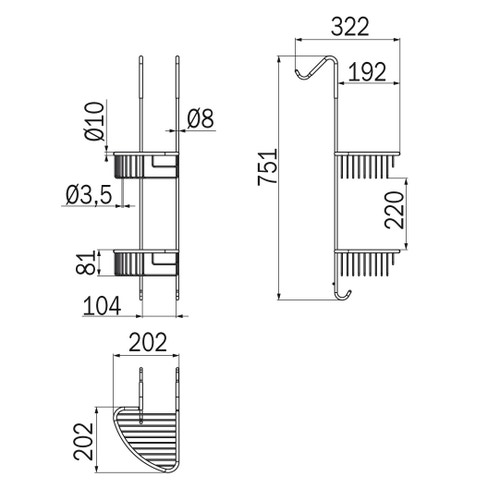 Immagine di Inda Cestino angolare doppio appendibile a destra, finitura cromo AV033ACR