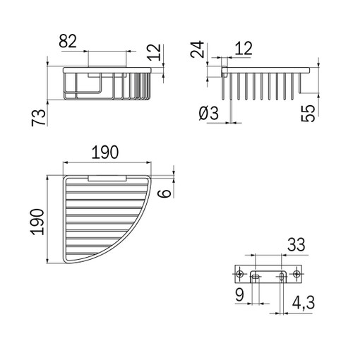 Immagine di Inda Cestino angolare alto H.7 cm, sganciabile, finitura cromo AV131ECR