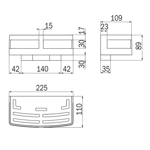 Immagine di Inda Cestino rettangolare L.22 P.11 cm, finitura cromo AV251CCR