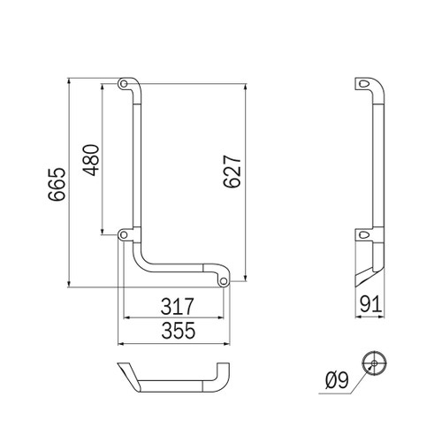 Immagine di Inda COMFORT sostegno di sicurezza sinistro L.36 H.67 cm, finitura cromo AH993BCR