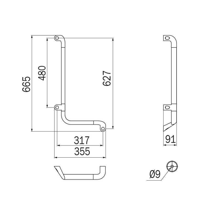 Immagine di Inda COMFORT sostegno di sicurezza sinistro L.36 H.67 cm, finitura cromo AH993BCR