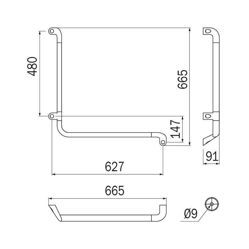 Immagine di Inda COMFORT sostegno di sicurezza destro L.67 cm, finitura cromo e nero soft touch AH993CCU