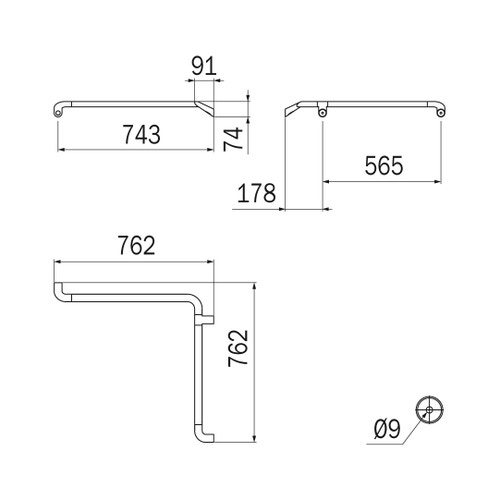 Immagine di Inda COMFORT sostegno di sicurezza sinistro ad angolo 77 cm, finitura cromo e nero soft touch AH994BCU