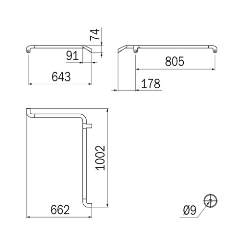 Immagine di Inda COMFORT sostegno di sicurezza destro ad angolo L.100 P.66 cm, finitura cromo AH994CCR