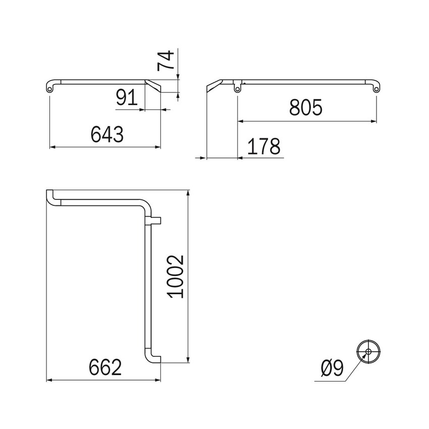 Immagine di Inda COMFORT sostegno di sicurezza destro ad angolo L.100 P.66 cm, finitura cromo AH994CCR
