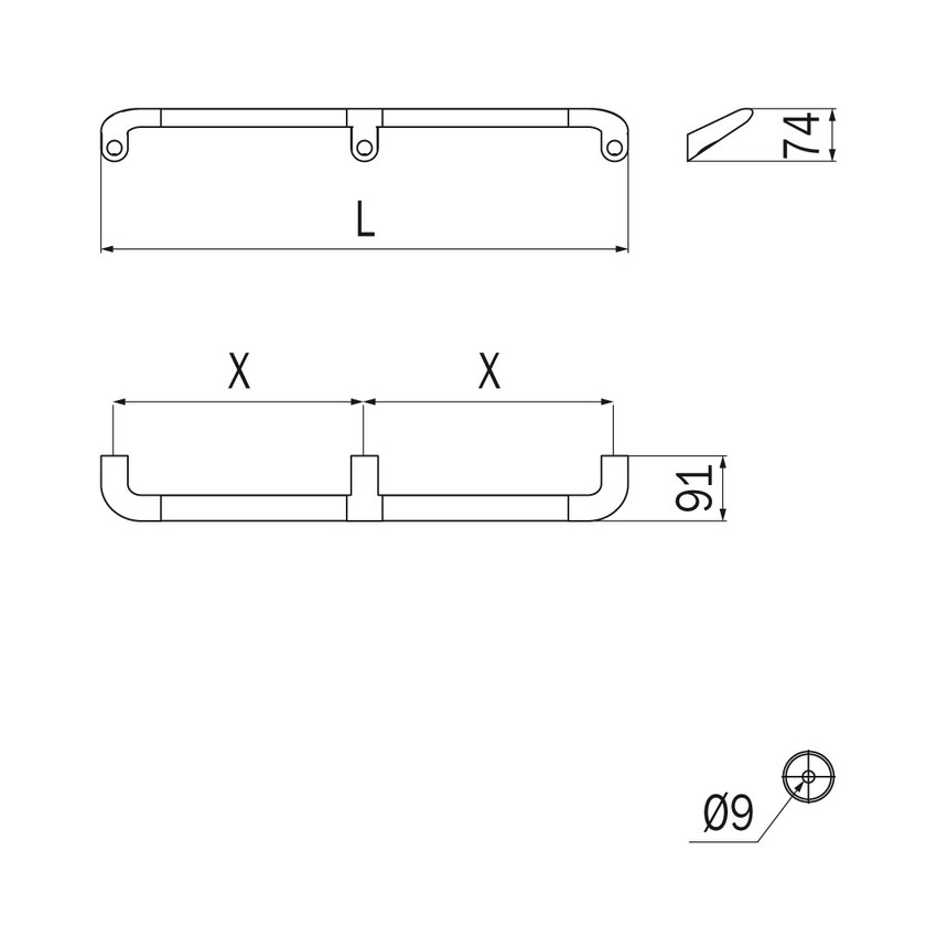 Immagine di Inda COMFORT maniglione di sicurezza L.74 cm, finitura cromo e nero soft touch AH995CCU