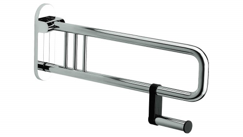 Immagine di Colombo Design CONTRACT appoggio ribaltabile con porta rotolo L.65 cm, finitura cromo B97290CR