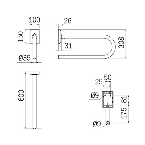 Immagine di Inda COMFORT sostegno di sicurezza fisso zona lavabo/wc, finitura cromo AH997ACR
