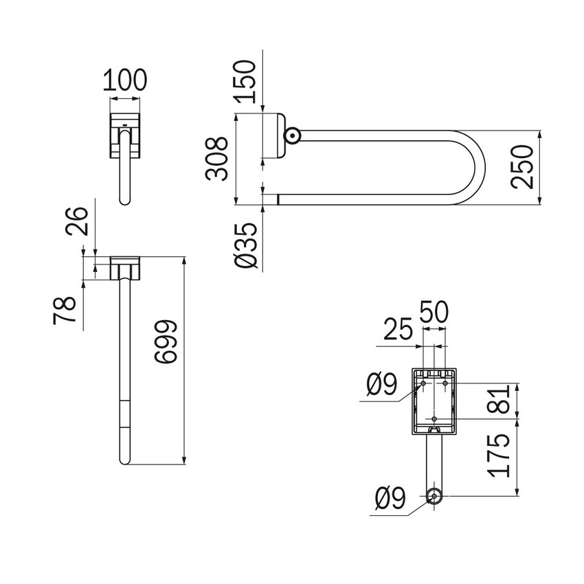 Immagine di Inda COMFORT sostegno di sicurezza ribaltabile zona wc, finitura cromo AH997CCR