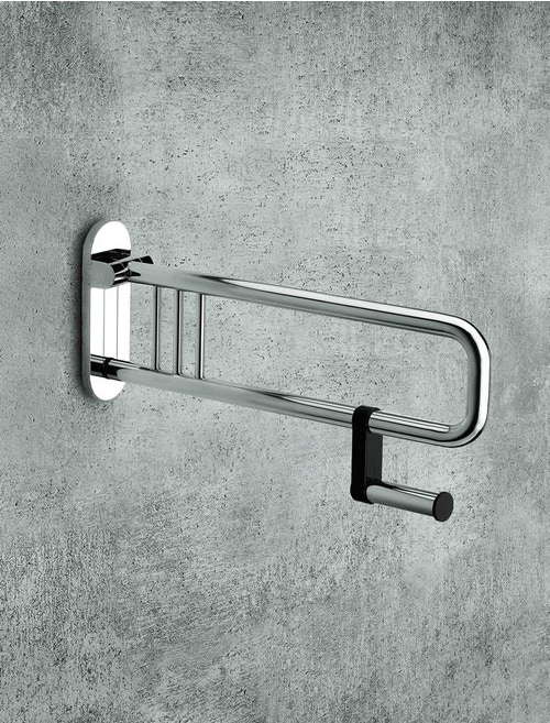 Immagine di Colombo Design CONTRACT appoggio ribaltabile con porta rotolo L.65 cm, finitura cromo B97290CR