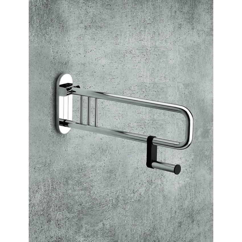 Immagine di Colombo Design CONTRACT appoggio ribaltabile con porta rotolo L.65 cm, finitura cromo B97290CR