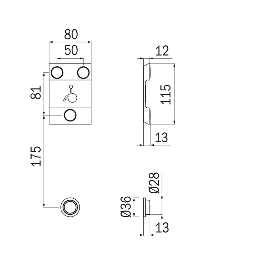 Immagine di Inda COMFORT supporto a muro con placca design per art AH997A - AH997C, finitura cromo AH9K1ACR