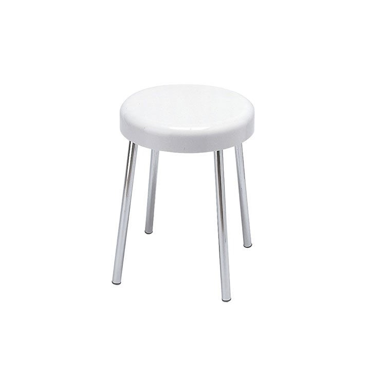Immagine di Inda Sgabello con seduta in resina ureica colore bianco, e gambe in acciaio, finitura cromo A03750CR