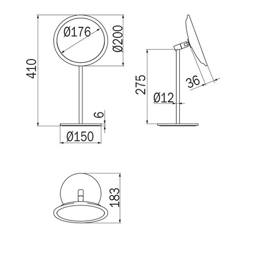 Immagine di Inda MY MIRROR specchio ingranditore da appoggio, parabola diametro 20 cm, finitura cromo AV058PCR