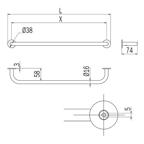 Immagine di Inda HOTELLERIE portasalviette L.50 cm, finitura cromo AV190BCR